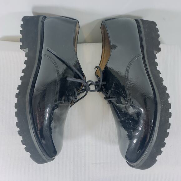 Franco Sarto Conroe Black Faux Patent Leather Lug Sole Oxford Shoe Women 7.5 - Picture 9 of 10